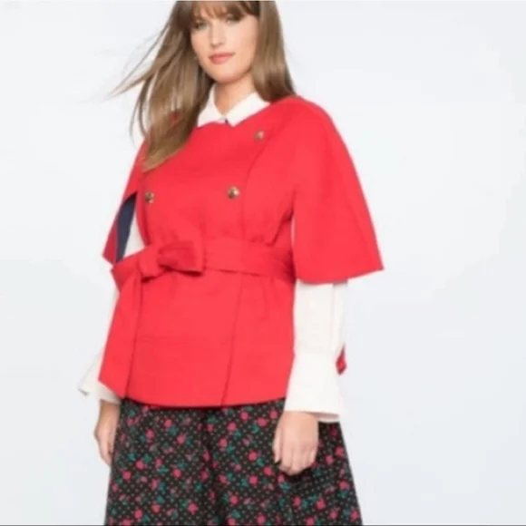 New Draper James X Eloquii Plus Size Red Cape Coat Size 18/20